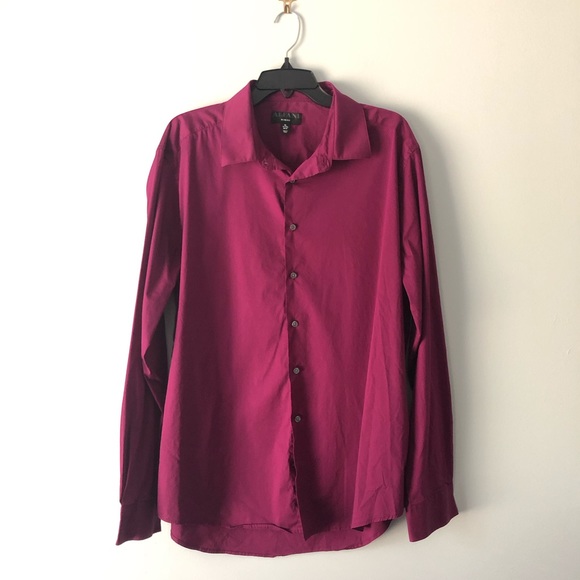 ALFANI SLIM FIT Button Up Shirt Berry Purple Mens X Large - Picture 1 of 6